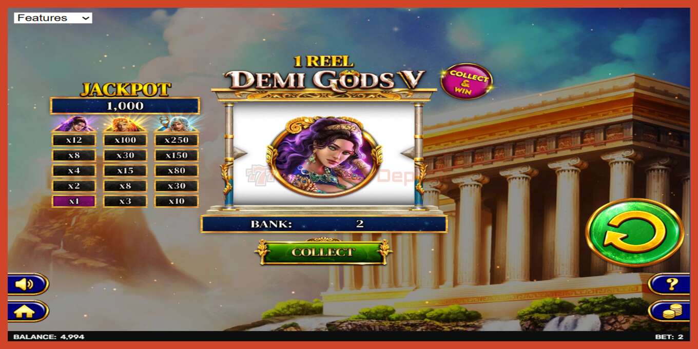 Slot screenshot: 1 Reel - Demi Gods V no deposit, number - 3