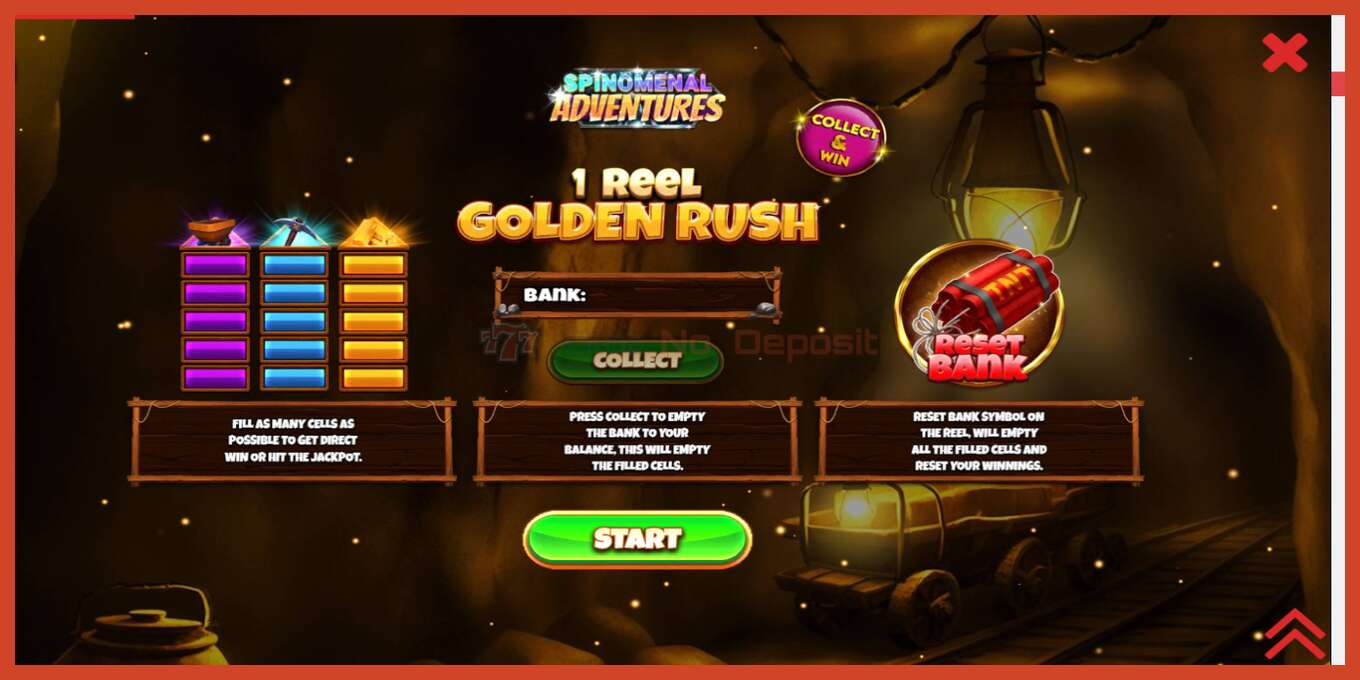 Slot screenshot: 1 Reel Golden Rush no deposit, number - 1