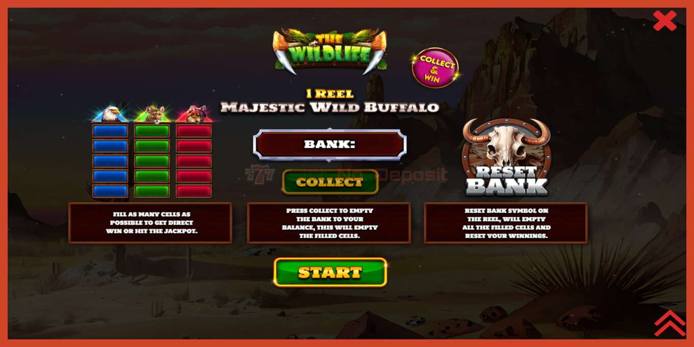 Slot screenshot: 1 Reel Majestic Wild Buffalo no deposit, number - 1