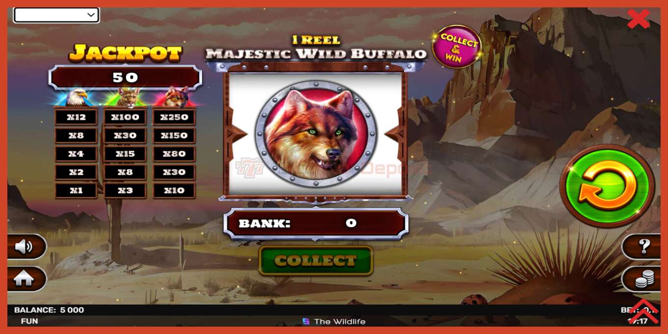 Slot screenshot: 1 Reel Majestic Wild Buffalo no deposit, number - 2