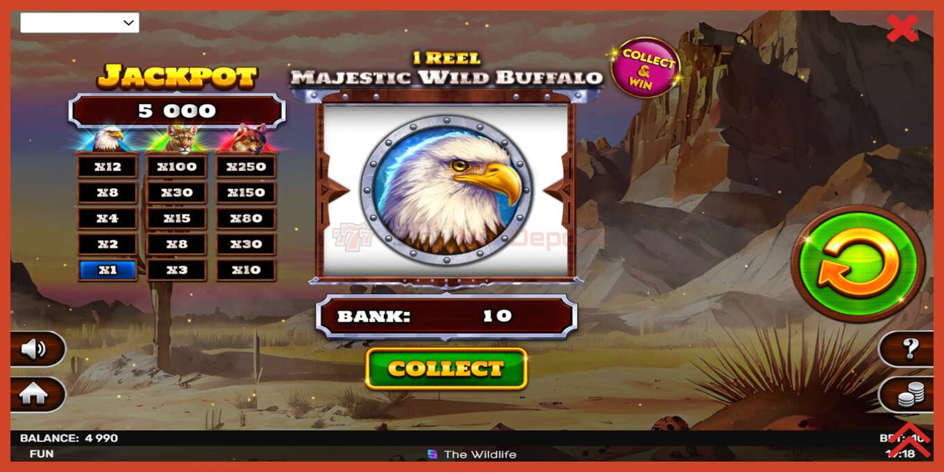 Slot screenshot: 1 Reel Majestic Wild Buffalo no deposit, number - 3