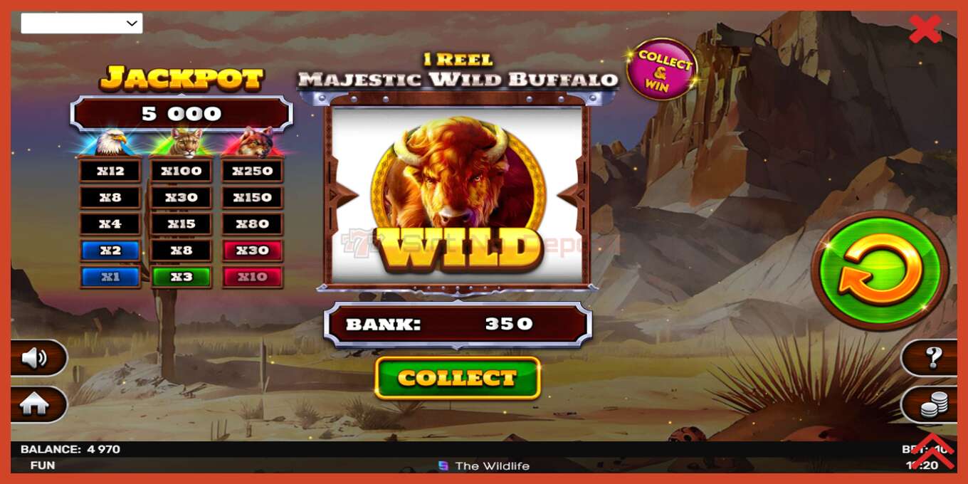 Slot screenshot: 1 Reel Majestic Wild Buffalo no deposit, number - 4