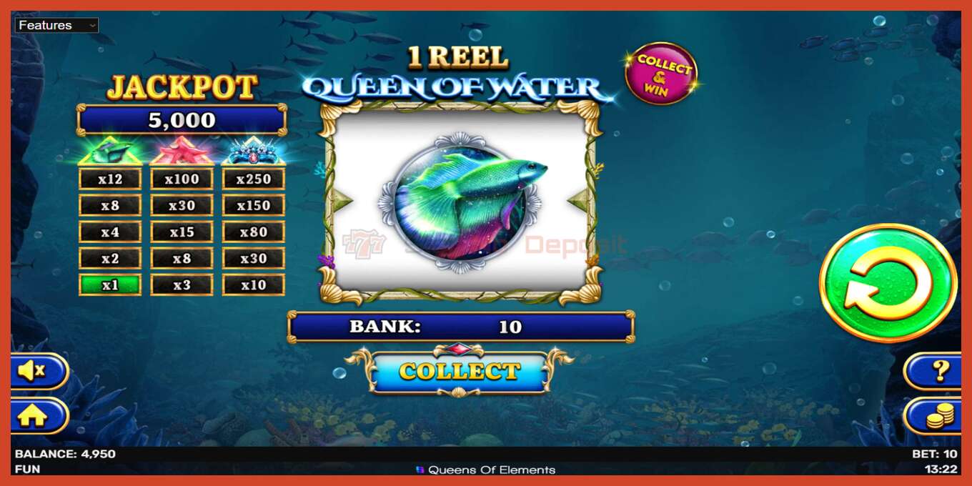 צילום מסך של חריץ: 1 Reel Queen of Water ללא פיקדון, מִספָּר - 4