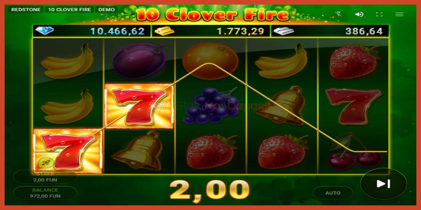 Tangkapan skrin slot: 10 Clover Fire tiada deposit, nombor - 3