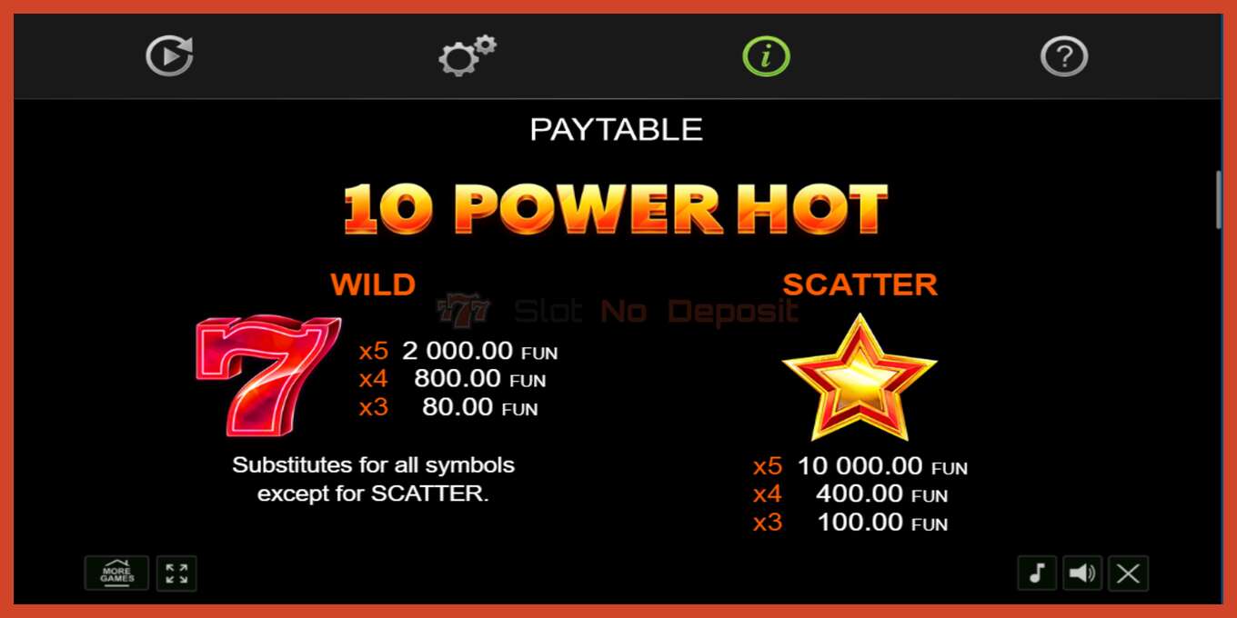 Slot screenshot: 10 Power Hot no deposit, number - 4