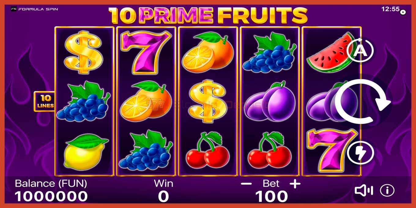 Slot screenshot: 10 Prime Fruits no deposit, number - 1