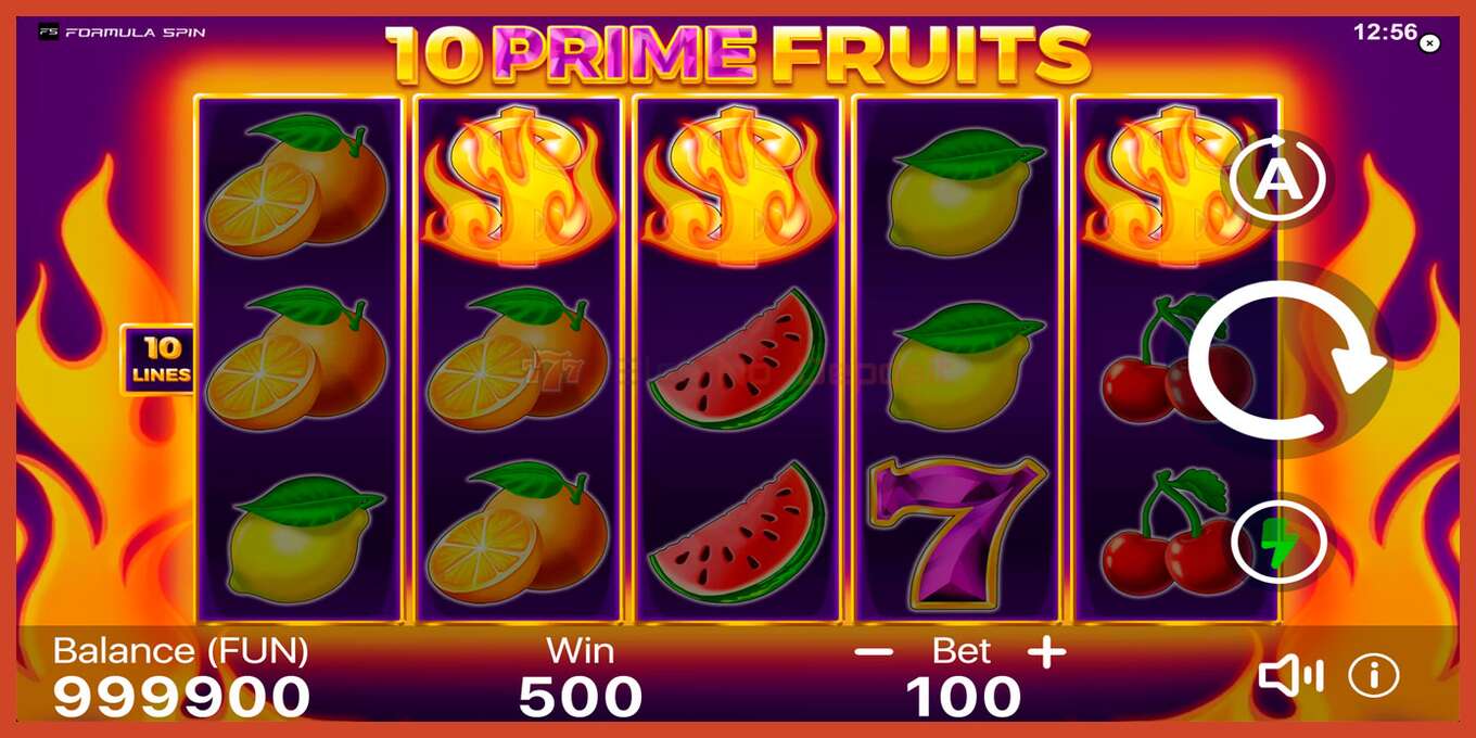 Slot screenshot: 10 Prime Fruits no deposit, number - 2