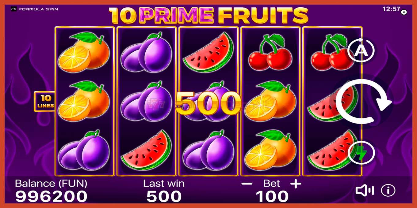 Slot screenshot: 10 Prime Fruits no deposit, number - 4