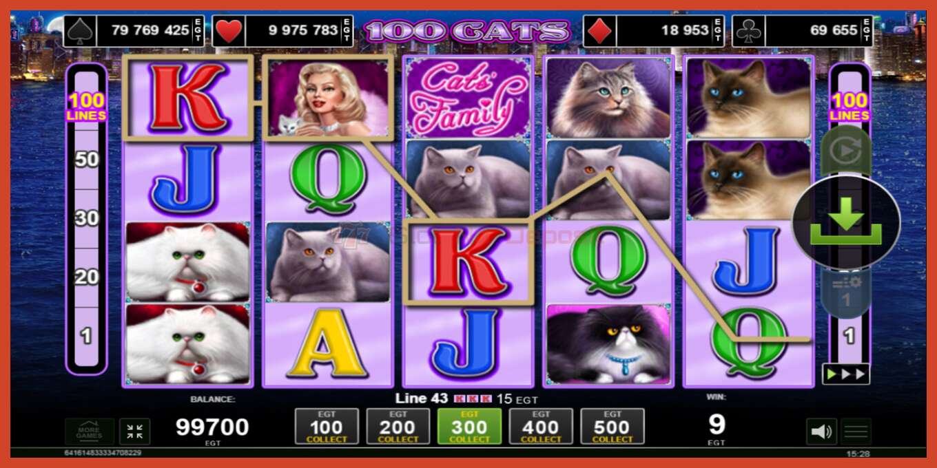 Slot screenshot: 100 Cats no deposit, number - 2