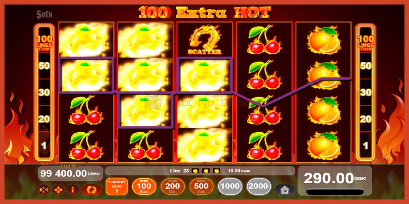 老虎机截图: 100 Extra Hot 没有押金, 数字 - 4