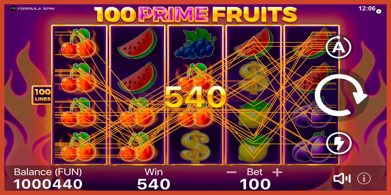 Slot screenshot: 100 Prime Fruits no deposit, number - 3