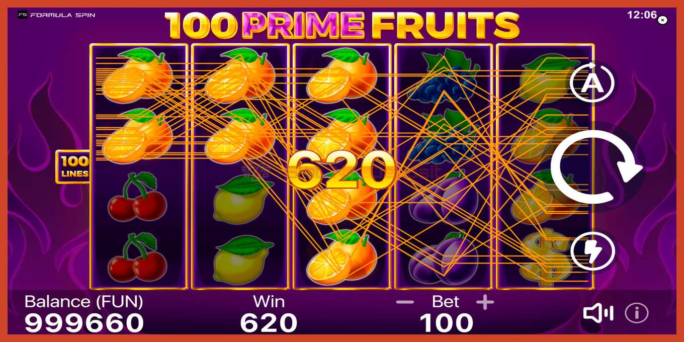 Slot screenshot: 100 Prime Fruits no deposit, number - 4