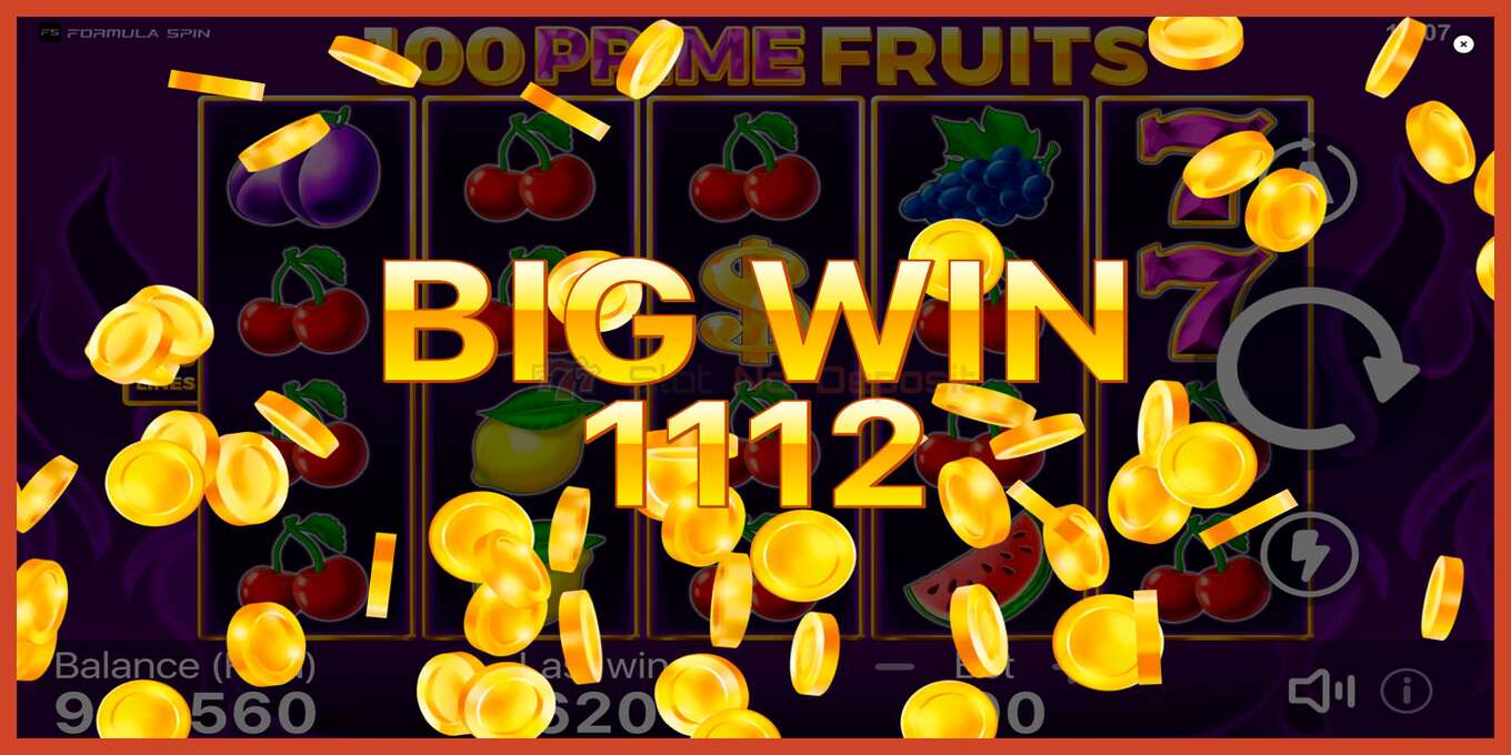 Slot screenshot: 100 Prime Fruits no deposit, number - 5