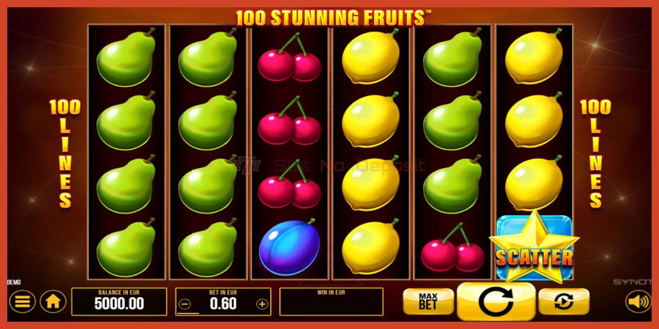 Slot screenshot: 100 Stunning Fruits no deposit, number - 1