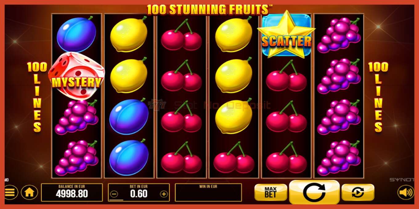 Slot screenshot: 100 Stunning Fruits no deposit, number - 2