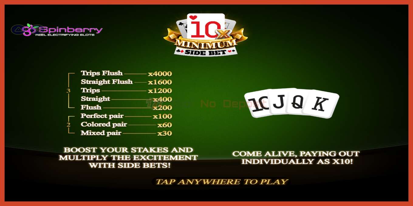 فتحة لقطة الشاشة: 10x Minimum Side Bet لا إيداع, رقم - 1