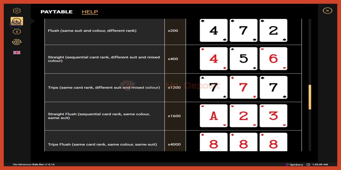 فتحة لقطة الشاشة: 10x Minimum Side Bet لا إيداع, رقم - 4