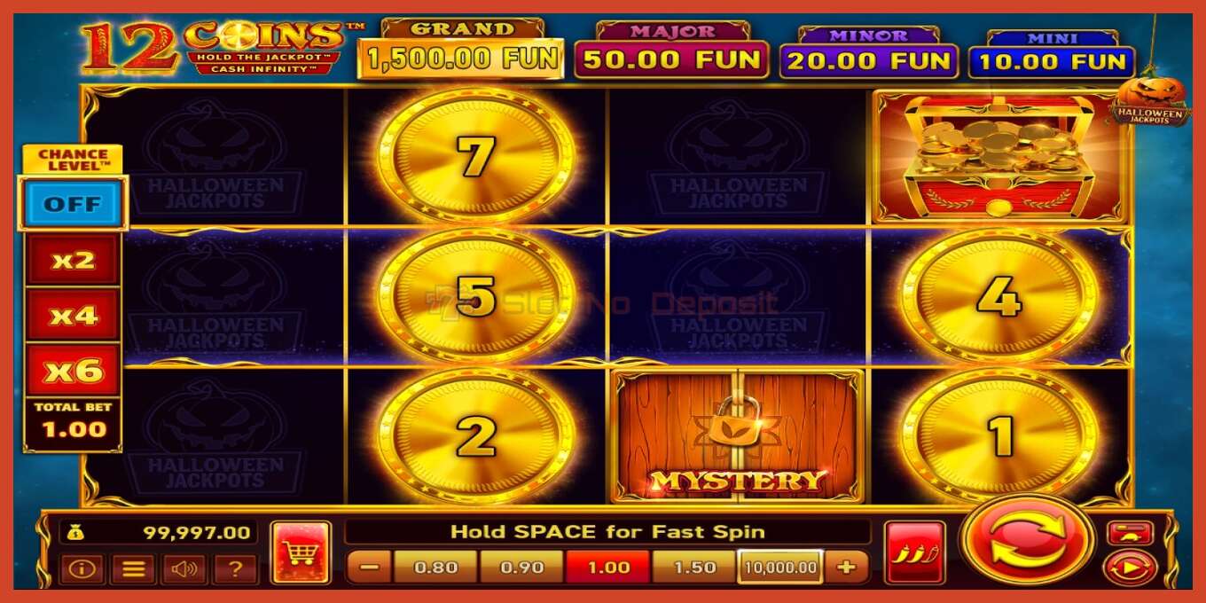 Slot screenshot: 12 Coins Grand Gold Edition Halloween Jackpots no deposit, number - 2