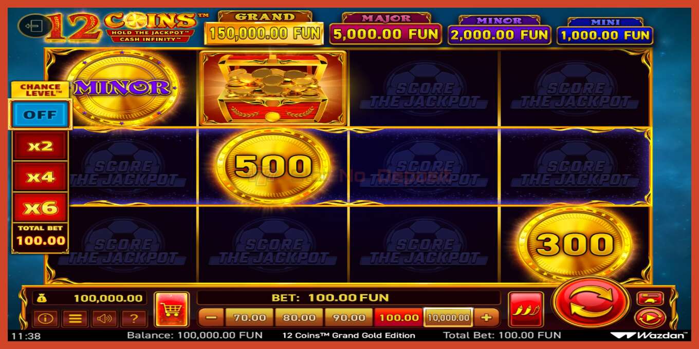 Снимак екрана слота: 12 Coins Grand Gold Edition Score The Jackpot без депозита, број - 2