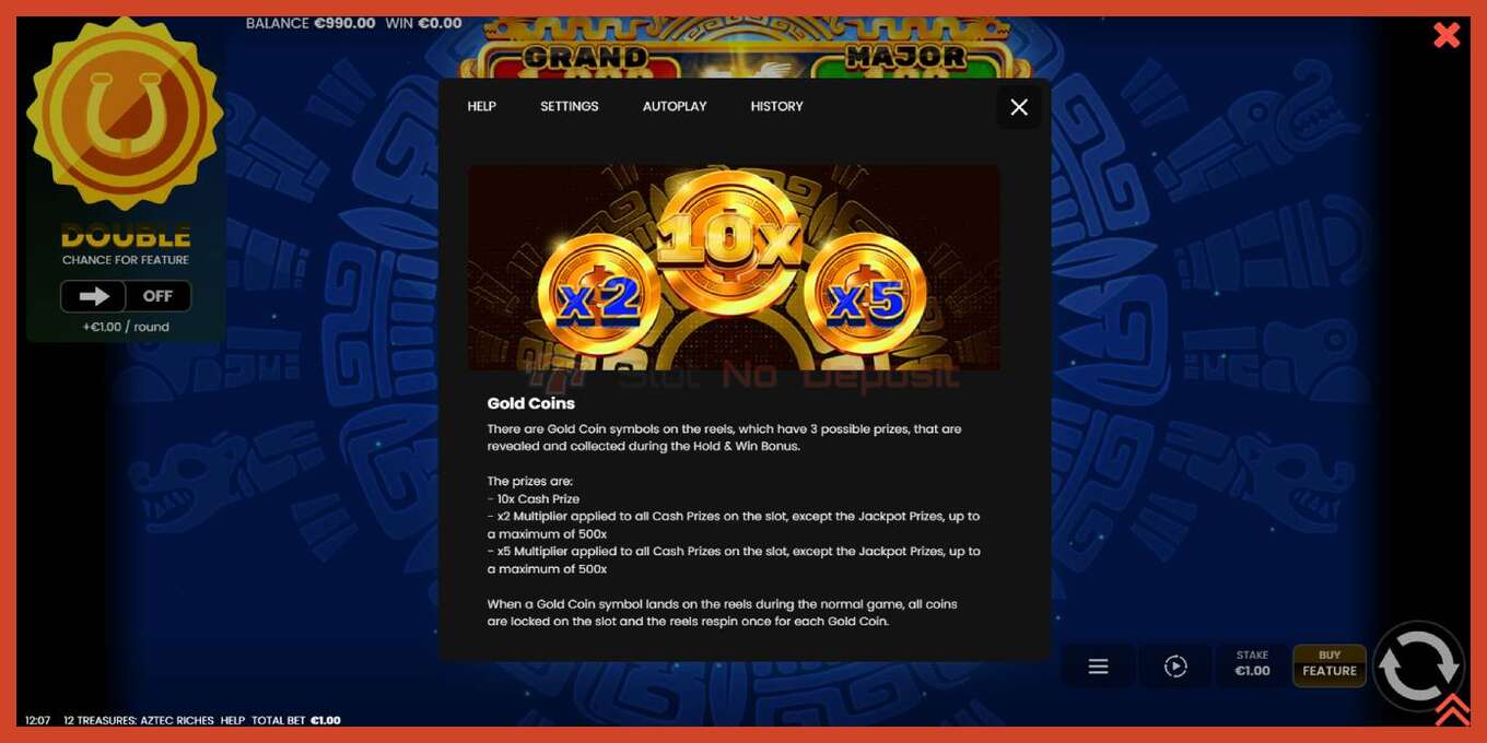 Slot screenshot: 12 Treasures: Aztec Riches no deposit, number - 6