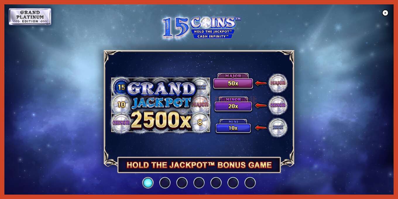 Slot screenshot: 15 Coins Grand Platinum Edition no deposit, number - 1