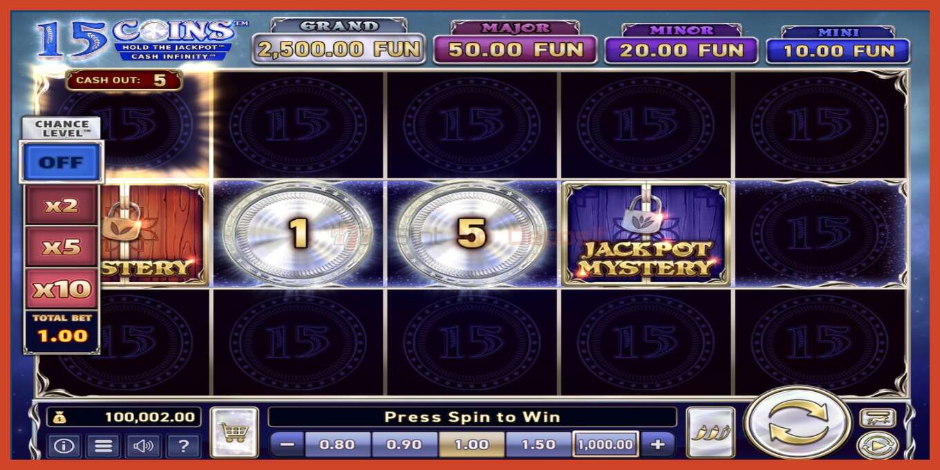 Slot screenshot: 15 Coins Grand Platinum Edition no deposit, number - 6