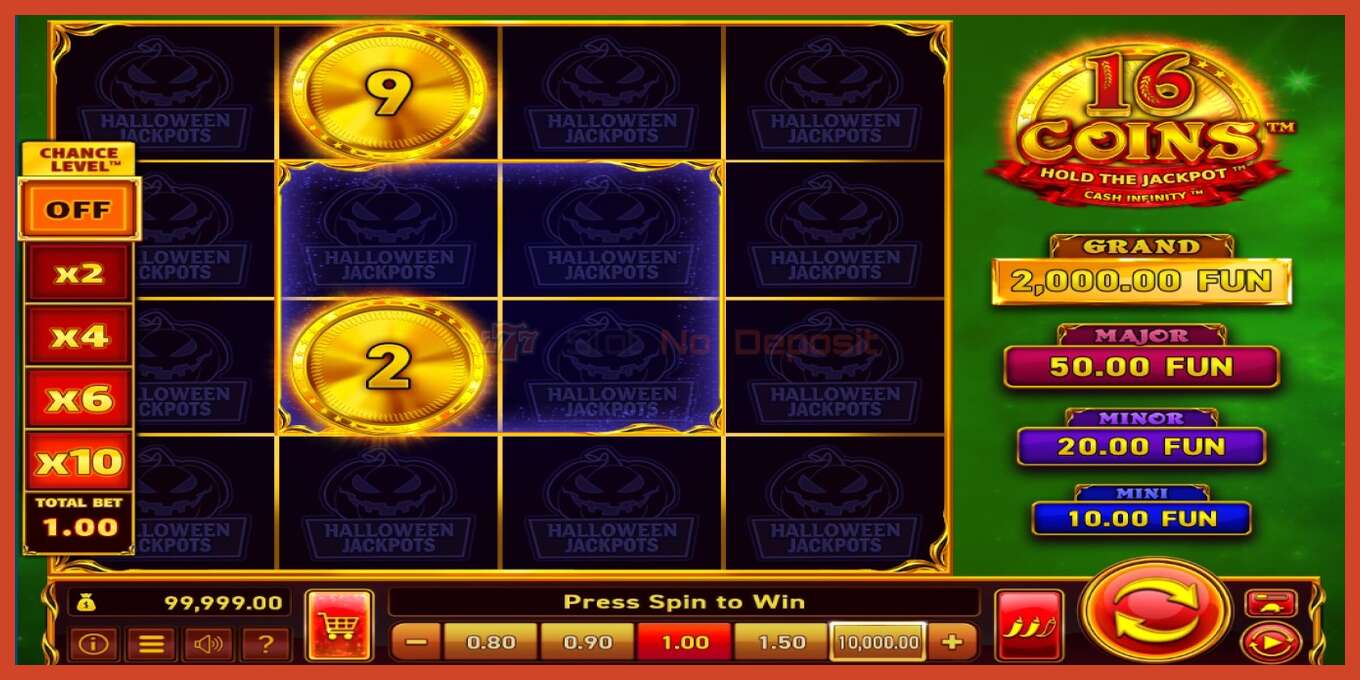 老虎机截图: 16 Coins Grand Gold Edition Halloween Jackpots 没有押金, 数字 - 2