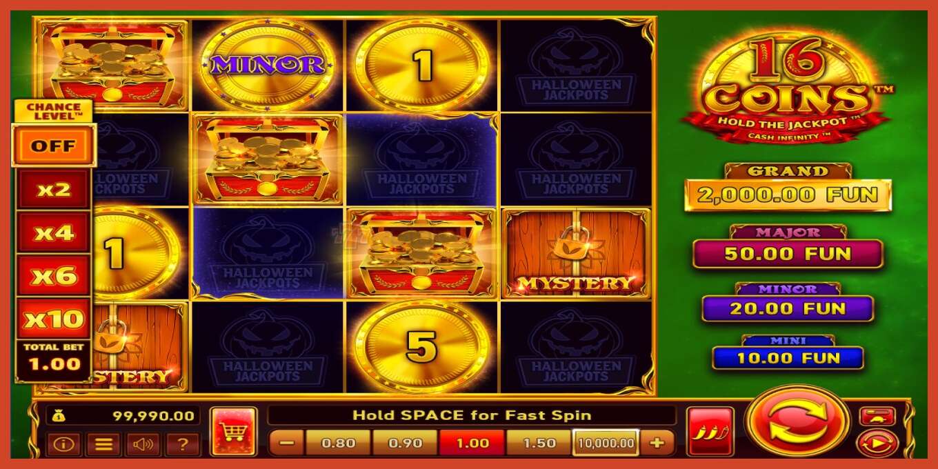 老虎机截图: 16 Coins Grand Gold Edition Halloween Jackpots 没有押金, 数字 - 3