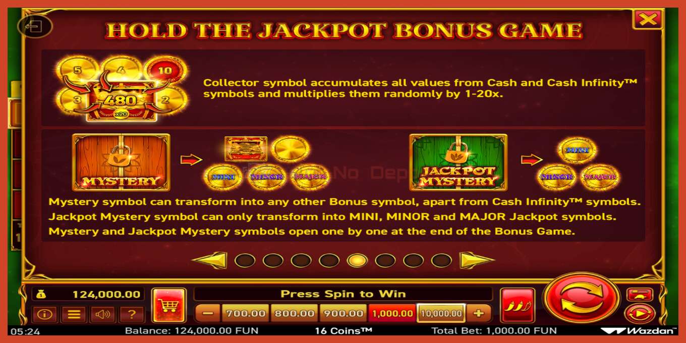 فتحة لقطة الشاشة: 16 Coins Score The Jackpot لا إيداع, رقم - 6