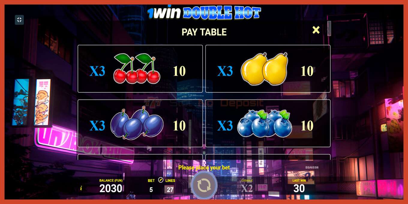 Slot screenshot: 1win Double Hot no deposit, number - 6