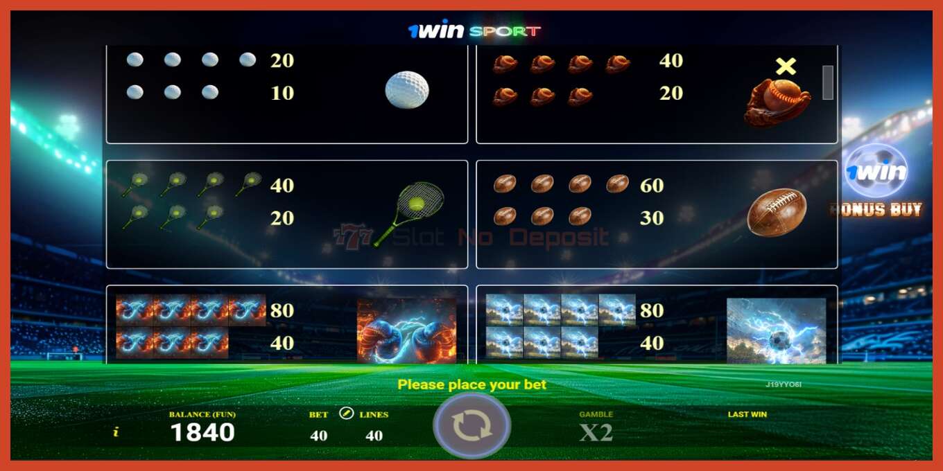 老虎机截图: 1win Sport 没有押金, 数字 - 4