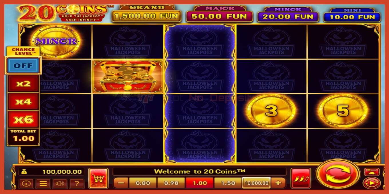 Slot screenshot: 20 Coins Halloween Jackpots no deposit, number - 1