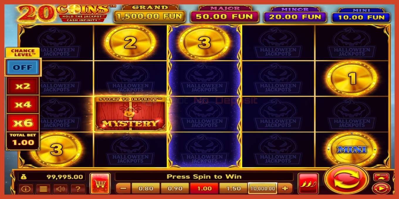 Slot screenshot: 20 Coins Halloween Jackpots no deposit, number - 2