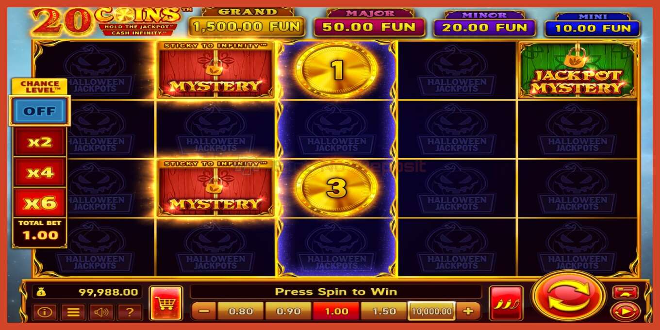 Slot screenshot: 20 Coins Halloween Jackpots no deposit, number - 3