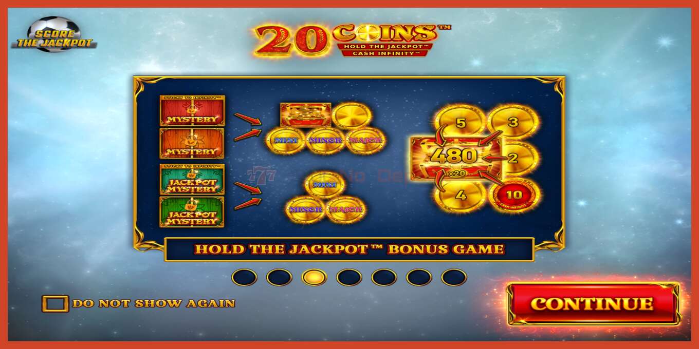 Slot තිර රුවක්: 20 Coins Score The Jackpot තැන්පතු නැත, අංකය - 1