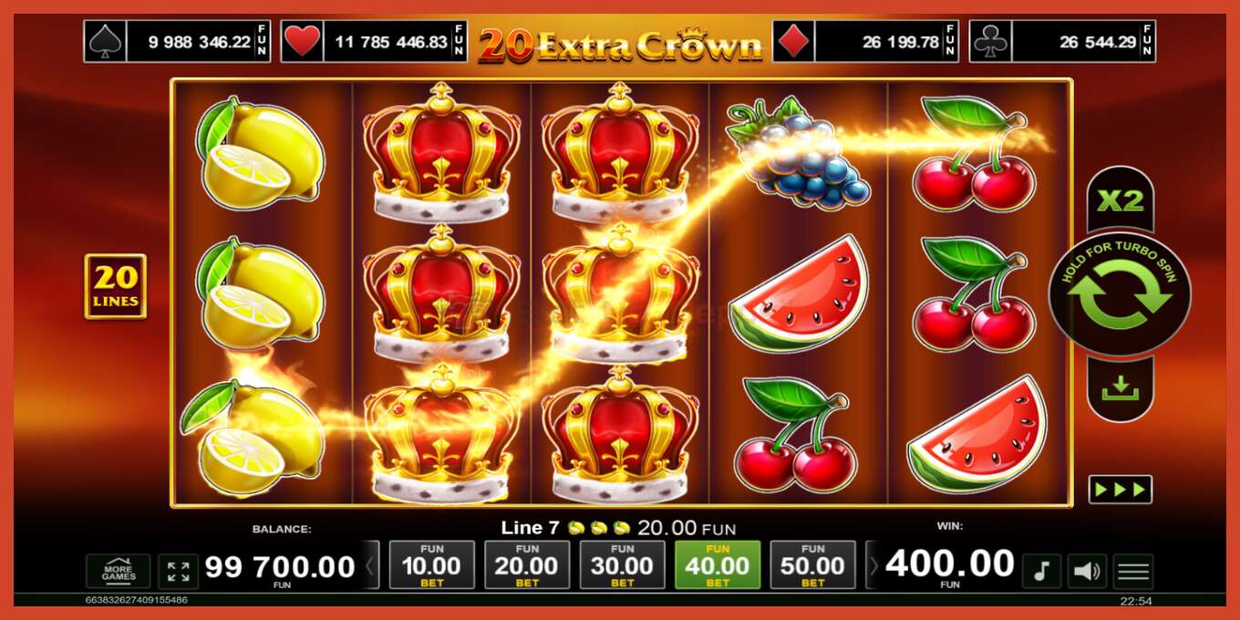 Скриншот слота: 20 Extra Crown без депозита, номер - 4