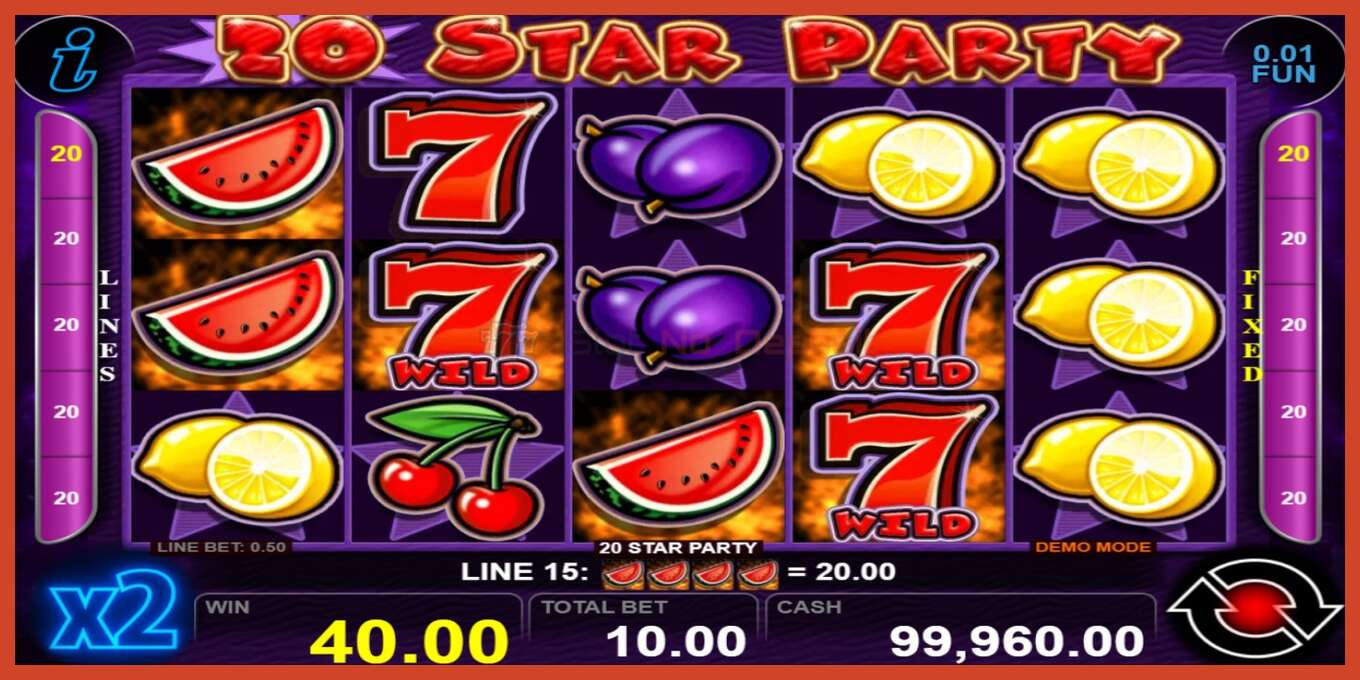 Slot screenshot: 20 Star Party no deposit, number - 3