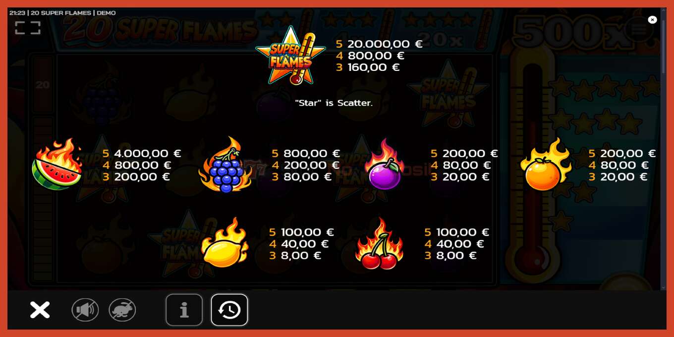 Slot screenshot: 20 Super Flames hakuna amana, nambari - 5