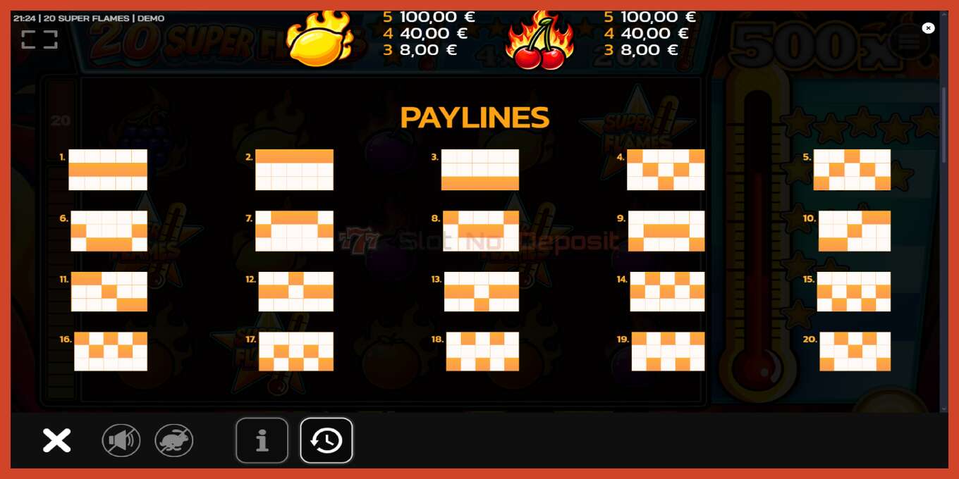 Slot screenshot: 20 Super Flames hakuna amana, nambari - 6