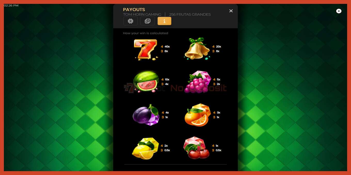 Captură de ecran pentru slot: 256 Frutas Grandes fara depozit, număr - 6