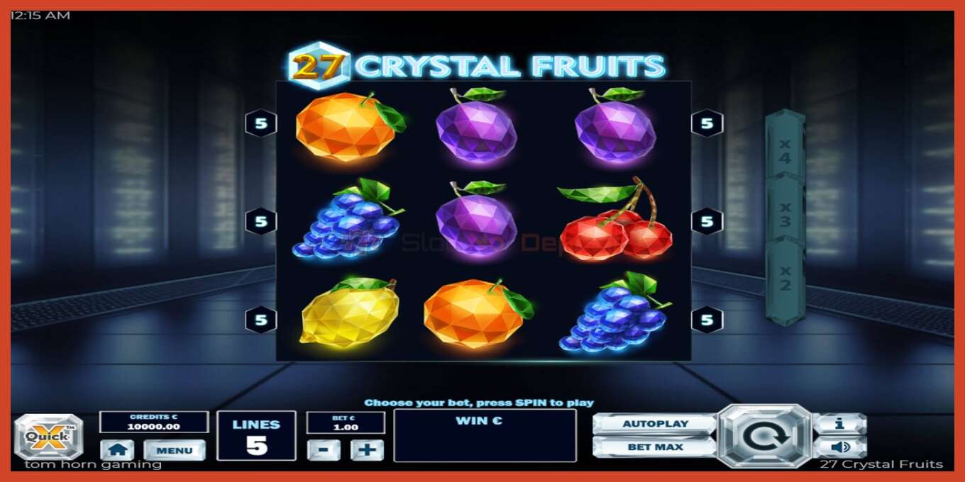 Slot skærmbillede: 27 Crystal Fruits intet depositum, antal - 2