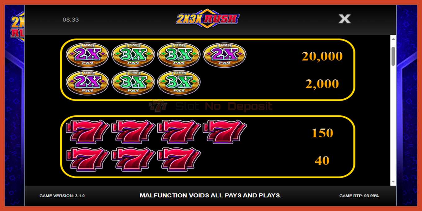 Slot skrinshoti: 2x3x Rush depozit yoq, raqam - 3