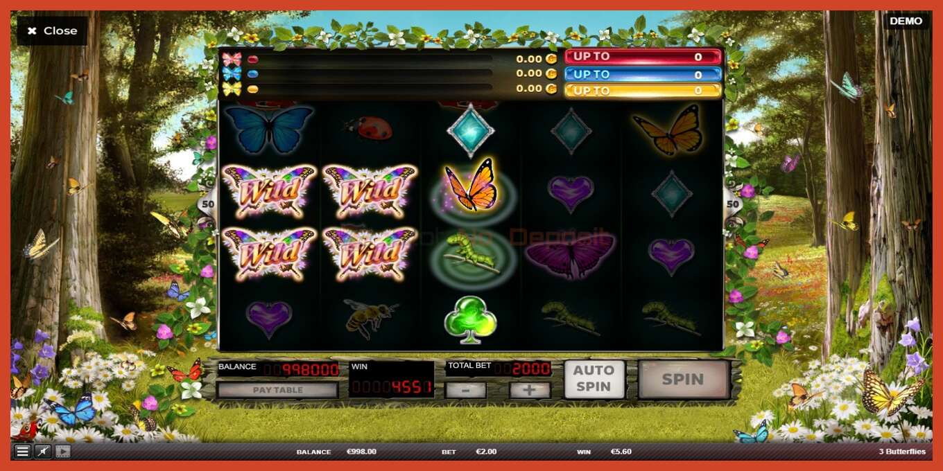 Slot screenshot: 3 Butterflies no deposit, number - 2