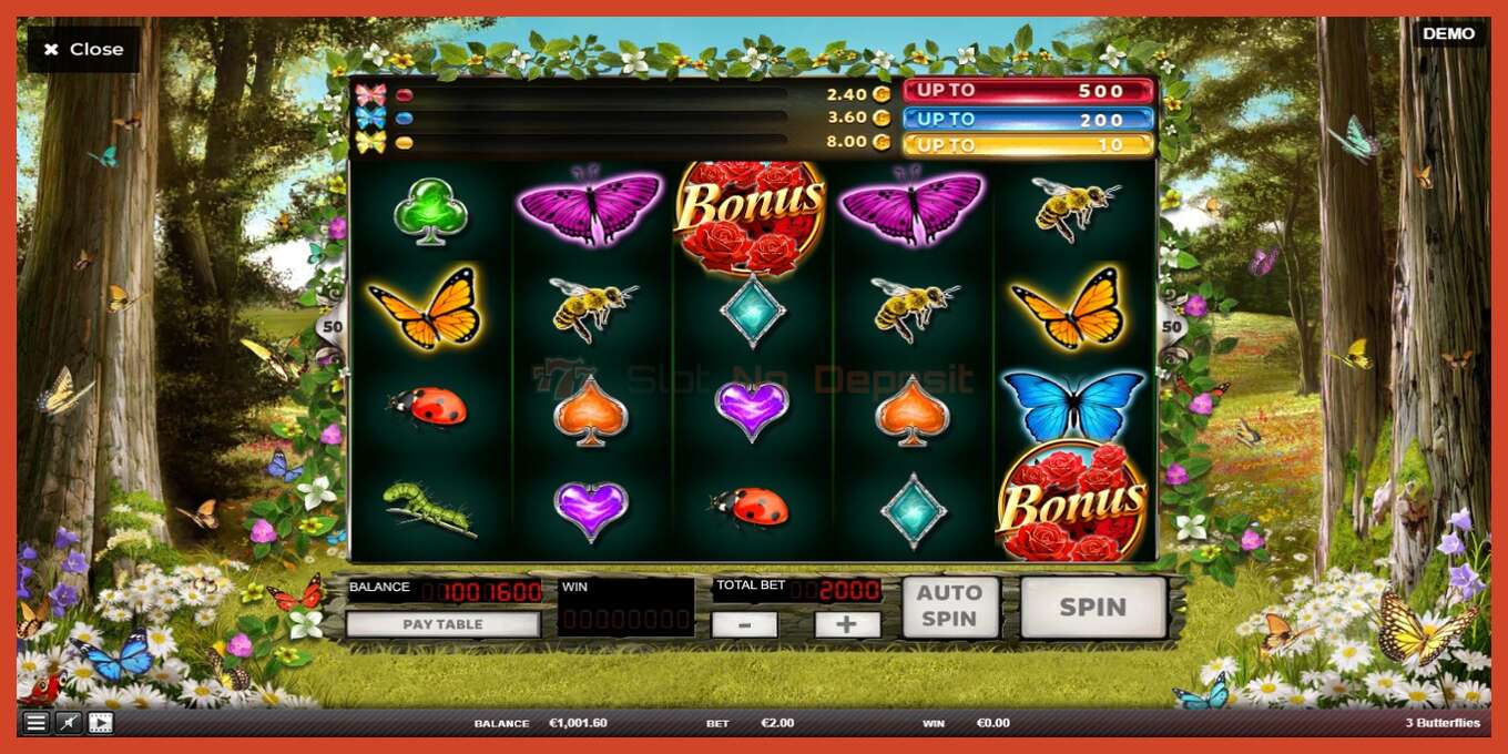 Slot screenshot: 3 Butterflies no deposit, number - 3