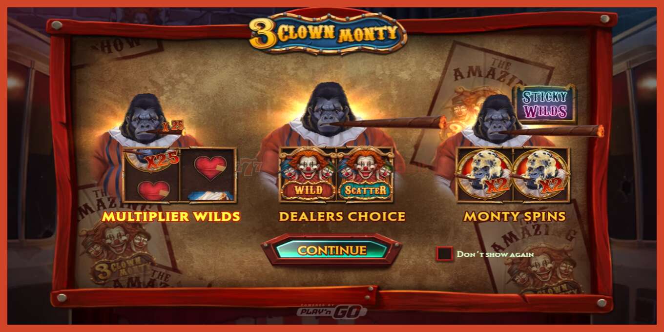 Slot screenshot: 3 Clown Monty no deposit, number - 1