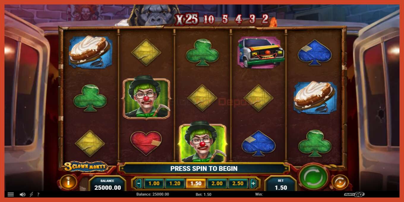 Slot screenshot: 3 Clown Monty no deposit, number - 2