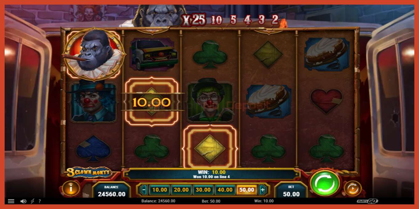 Slot screenshot: 3 Clown Monty no deposit, number - 3