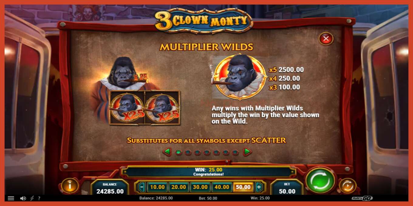 Slot screenshot: 3 Clown Monty no deposit, number - 5