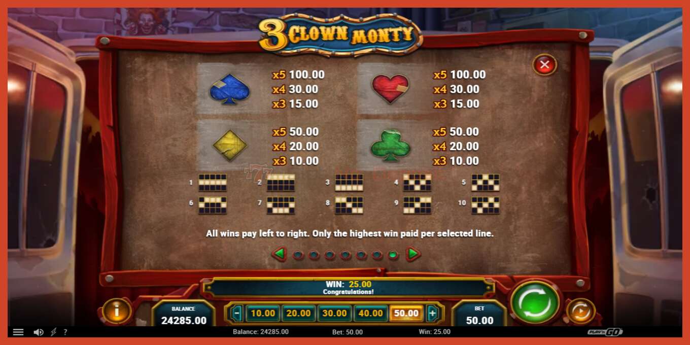 Slot screenshot: 3 Clown Monty no deposit, number - 7