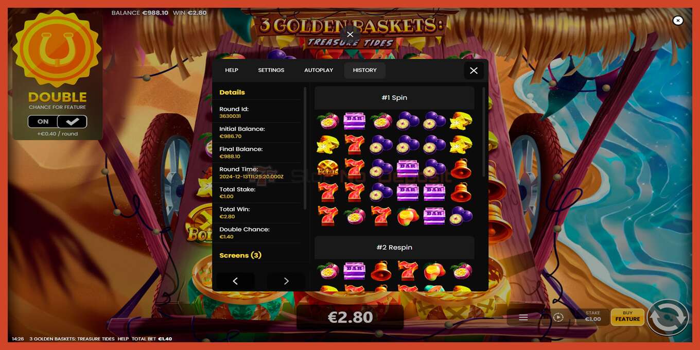 Slot screenshot: 3 Golden Baskets: Treasure Tides nincs letét, szám - 5